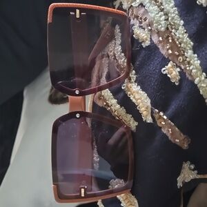 Designer InSpired Large Square 2 Tone Carmel Black Design Sunglasses